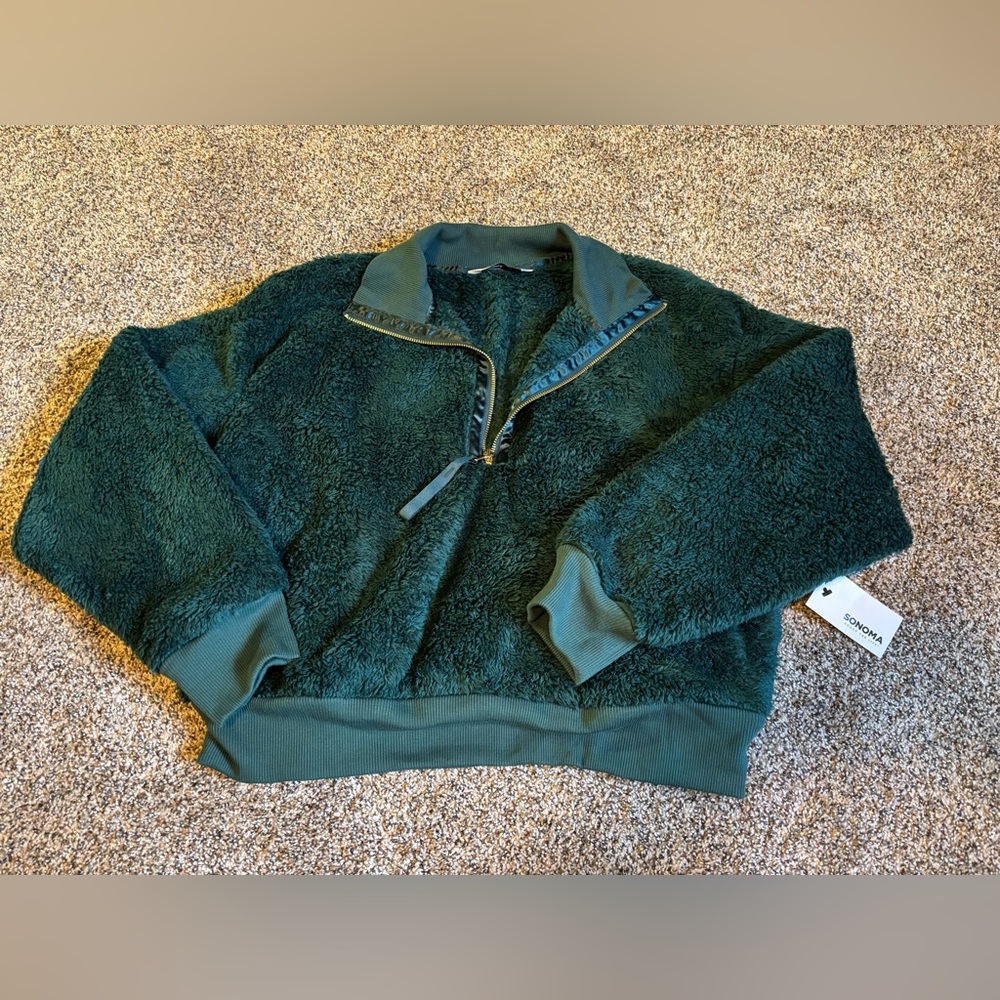Sonoma Women's Zip Up Sweater in Deep Green